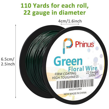 Floral Wire, 110 Yards 22 Gauge Green Florist Wires, Flexible Green Wire Paddle - Image 2