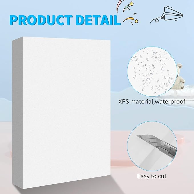 LuckyFoam White 4 Pack 12x7.5x2 inch Foam Sheets 2 Inch Thick Polystyrene - Image 4