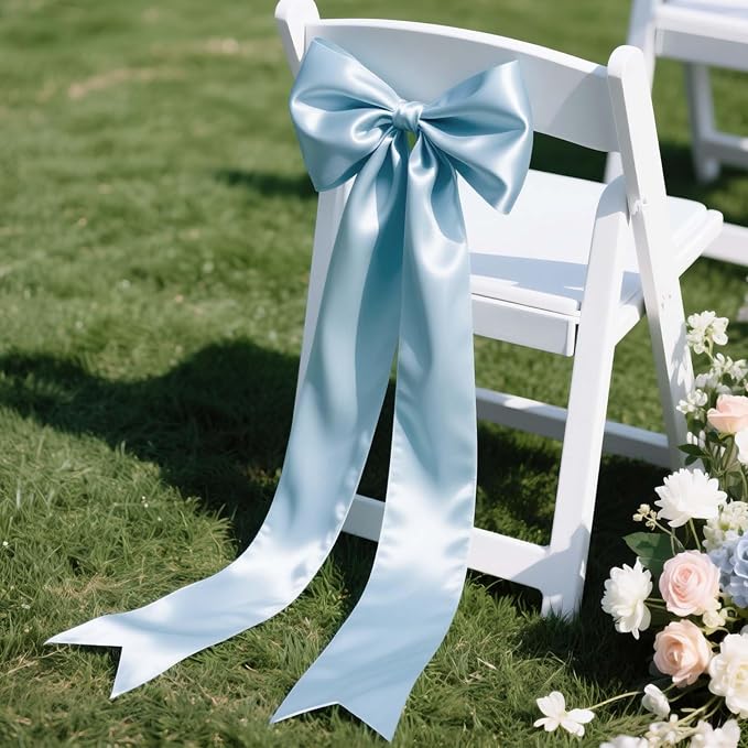 LaRibbons Light Blue Satin Ribbon 3 Inch 10 Yards Double Faced Luxury Baby Blue - Image 3