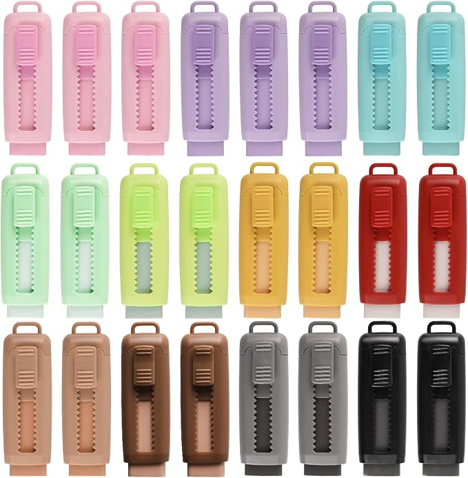 24 Pcs Cute Retractable Eraser for Pencils Cute School Supplies Kawaii Erasers by LiYiQ