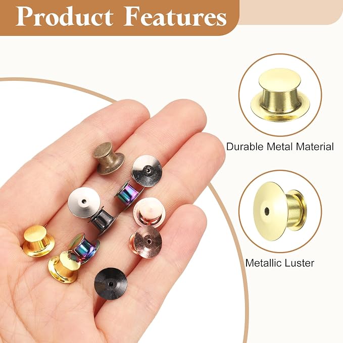 uxcell 30Pcs Metal Locking Pin Backs, Pin Keepers Locking Clasp Flat Head Clamp - Image 3