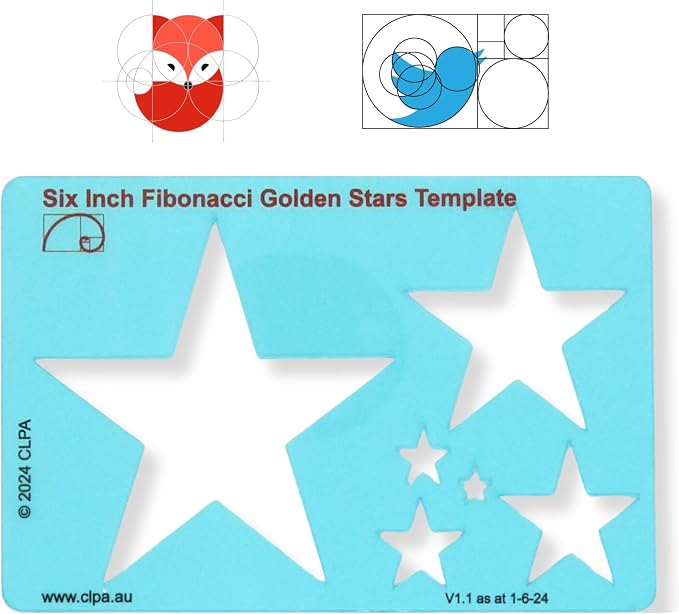 Star Stencil Template for Drawing and Drafting: A Fibonacci-Inspired Star by CLPA