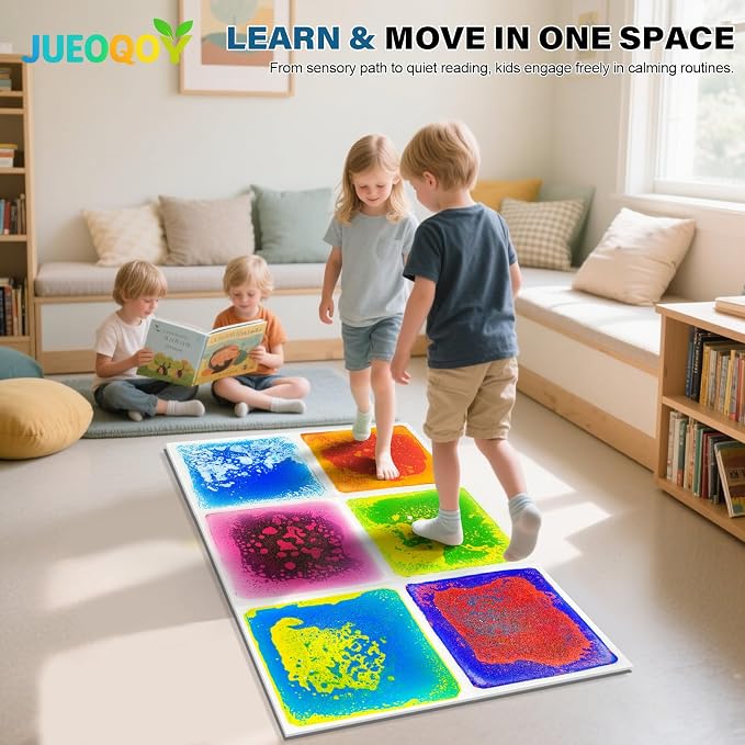 Liquid Sensory Floor Tiles for Kids Ages 3+, Interactive Color-Flow, Classroom - Image 4