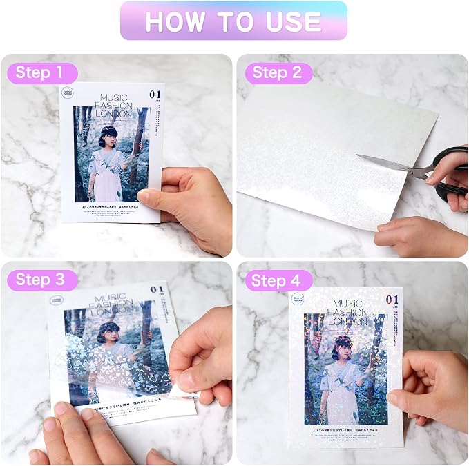 Holographic Sticker Paper, 36 Sheets Transparent Holographic Vinyl Overlay - Image 5