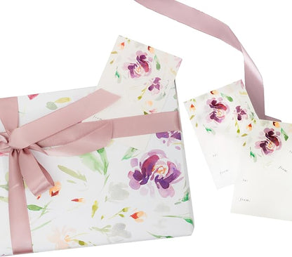 Itsy Belle Studio Floral Wedding Wrapping Paper + Ribbon Set by ItsyBelleStudio
