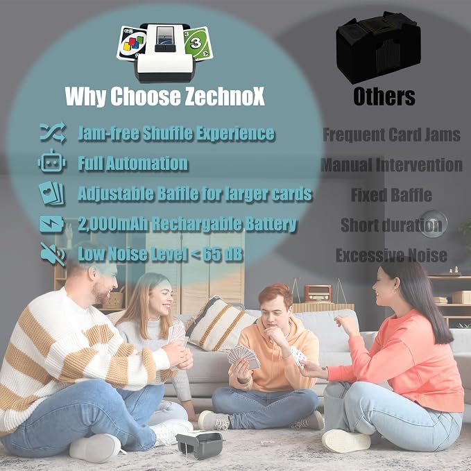 Automatic Card Shuffler, 2000mAh Rechargeable Battery, 2 Deck, Ultra Quiet - Image 8