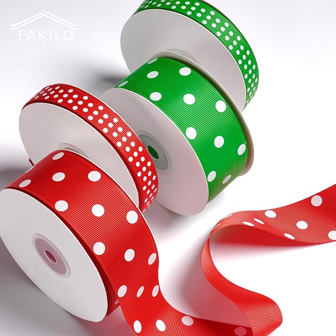 Polka Dot Grosgrain Ribbon 1.5 Inch, 25 Yards Spool Red and White Dot Craft - Image 7