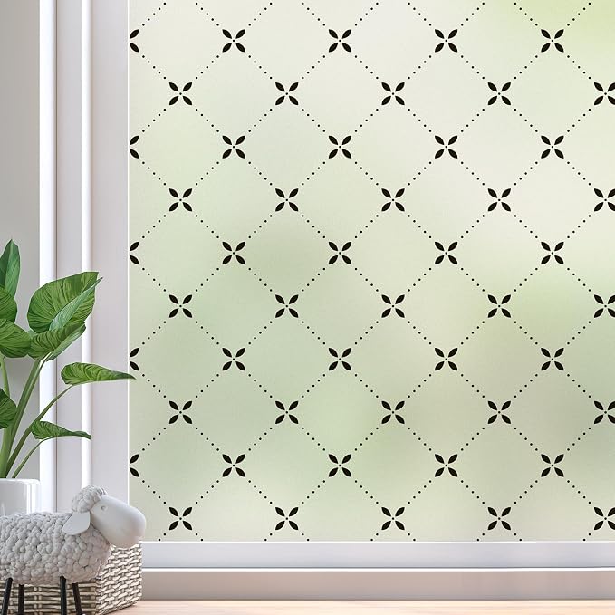 DKTIE Geometric Art Stained Glass Window Film Bathroom Window Privacy Film by Dktie