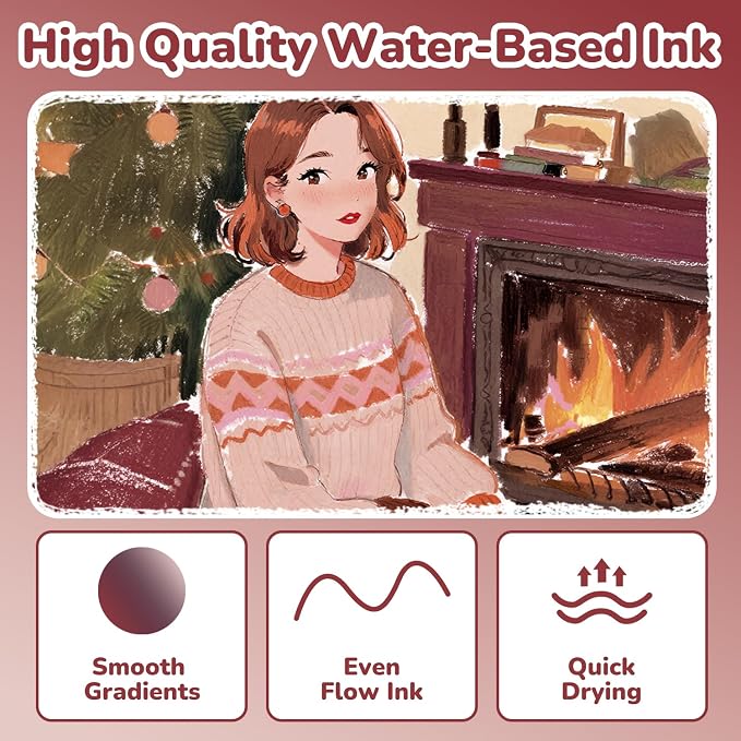 Guangna 12 Red Brown Dual Tip Acrylic Paint Markers, Brush Tip & Chisel Tip - Image 4