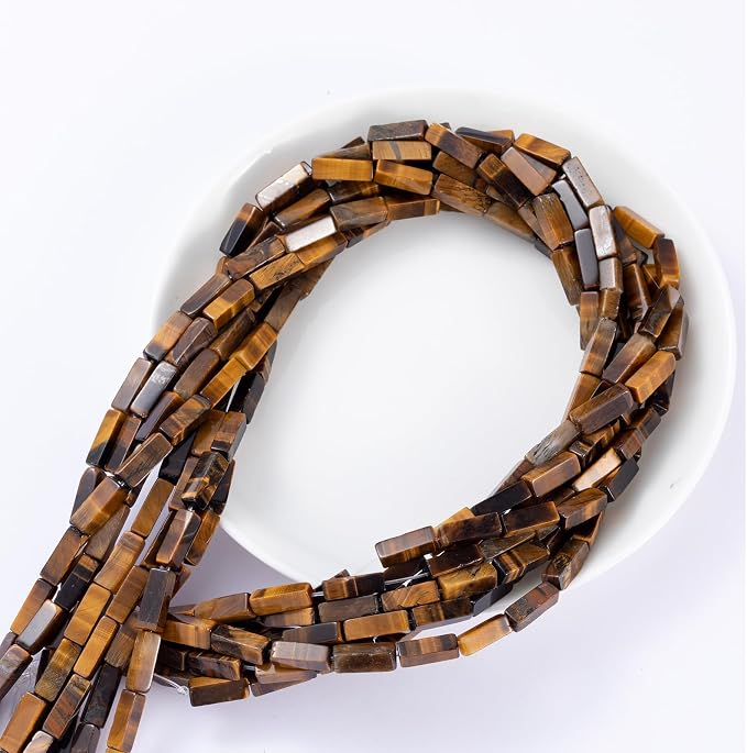 Natural Yellow Tiger Eye Rectangle Tube Beads 4x13mm 38cm/str Loose Semi - Image 7