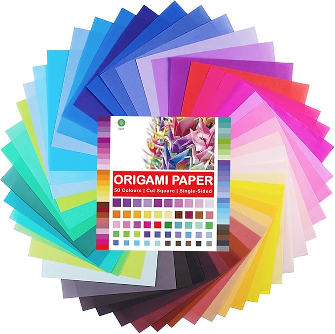 Opret Origami Paper 6x6 inch, 100 Sheets Origami Paper 50 Vivid Colors 15x15 cm by Opret
