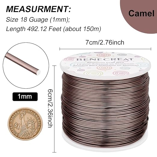BENECREAT 9 12 15 18 20 Gauge Brown Aluminum Wire Anodized Craft Making Beading - Image 2
