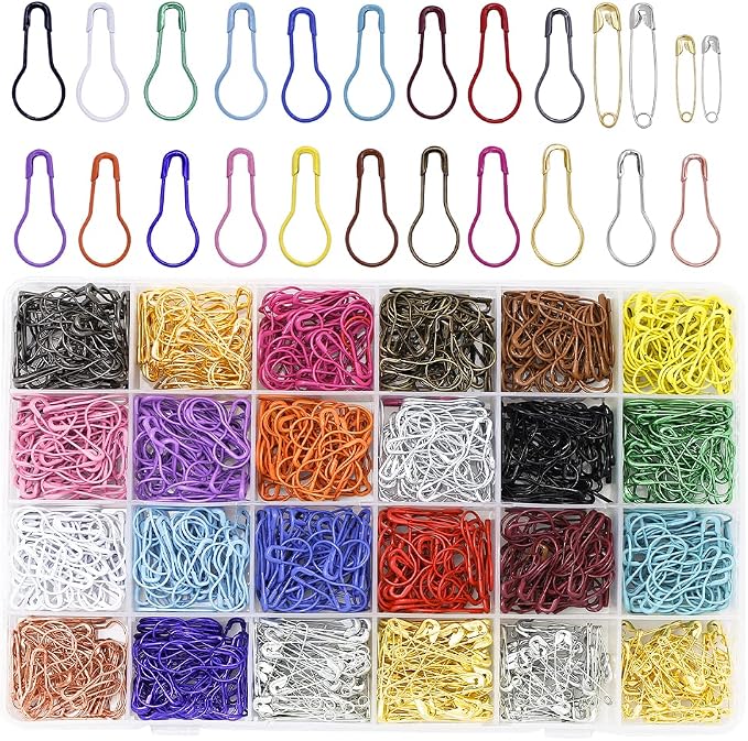 1200 Pcs 22 Colors Metal Safety Pins, Bulb Gourd Pins Pear Shaped Pins by Mayboos