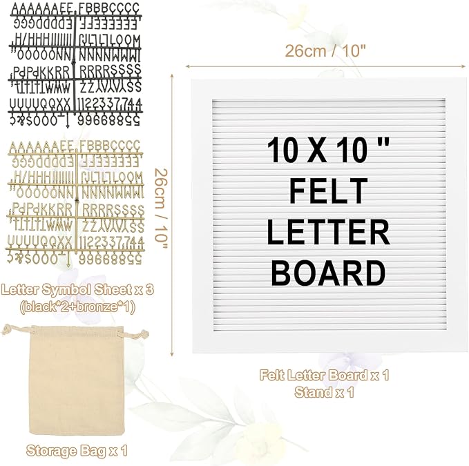 PATIKIL Felt Letter Board, 10x10Inches White Wooden Changeable Message Board - Image 2