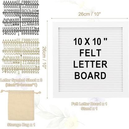PATIKIL Felt Letter Board, 10x10Inches White Wooden Changeable Message Board - Image 2