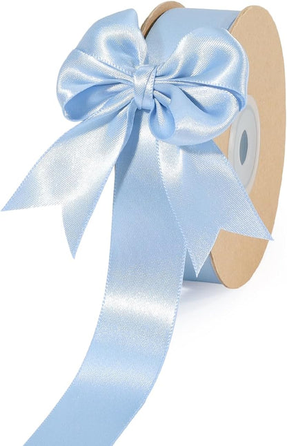 LaRibbons 1 Inch 50 Yard Double Faced Satin Ribbon, Light Blue Satin Craft by LaRibbons