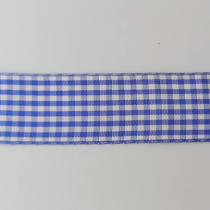 Blue and White Gingham Ribbon Plaid Ribbon 25 Yards Each Roll 100% Polyester - Image 9