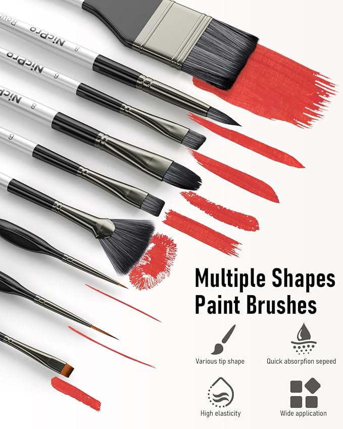 Nicpro 36pcs Paint Brush Set, Professional Paintbrushes - Image 3