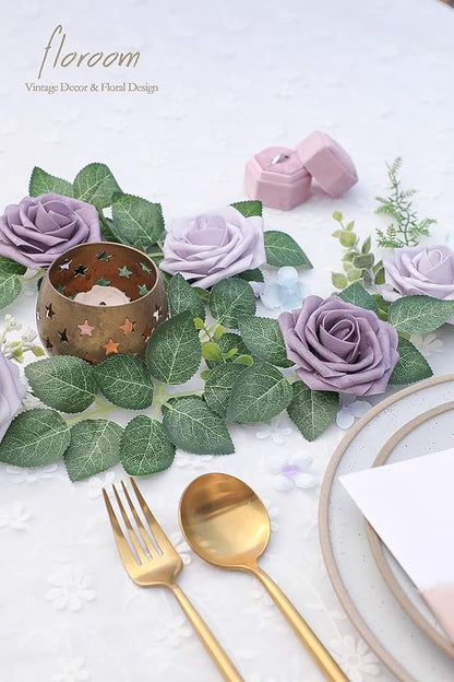 Floroom Artificial Flowers 50pcs Real Looking Lavender African Violet Purple - Image 6