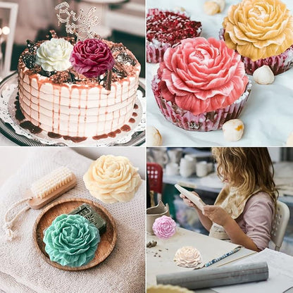 2PCS Peony Flower Silicone Soap Molds 3D Resin Candle Molds Flower Fondant - Image 5