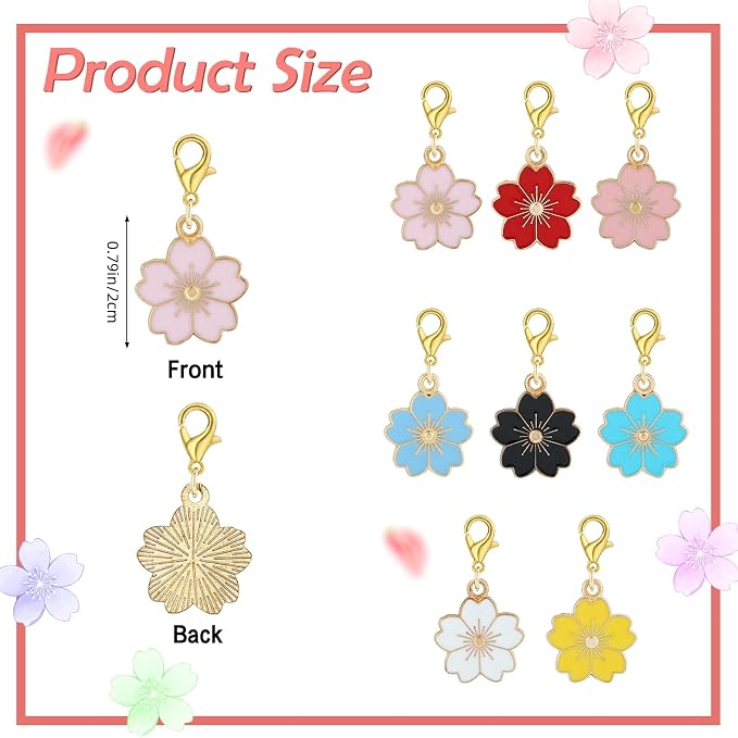BEEFLYING 16Pcs Flower Stitch Marker Charms - Image 2