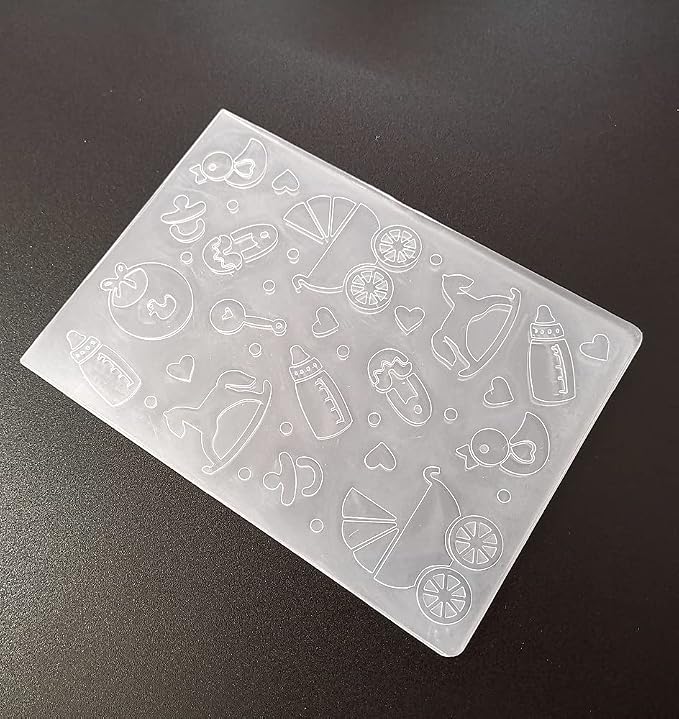 NZJ Baby Footprint Trolley Happy Birthday Shower Plastic Embossing Folders - Image 3