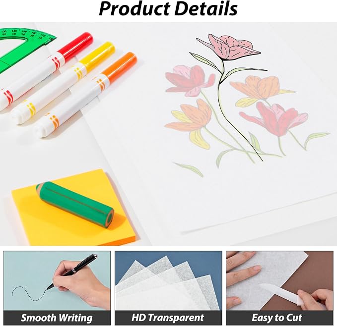 Tracing Paper Roll 36 Inches x 30 Yards, Large Trace Paper White Pattern Paper - Image 3