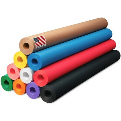 24" x 1200" Pack of 10 Rolls USA-Made Multi-Color Kraft Paper, 45 lbs/66 GSM – by Paclord