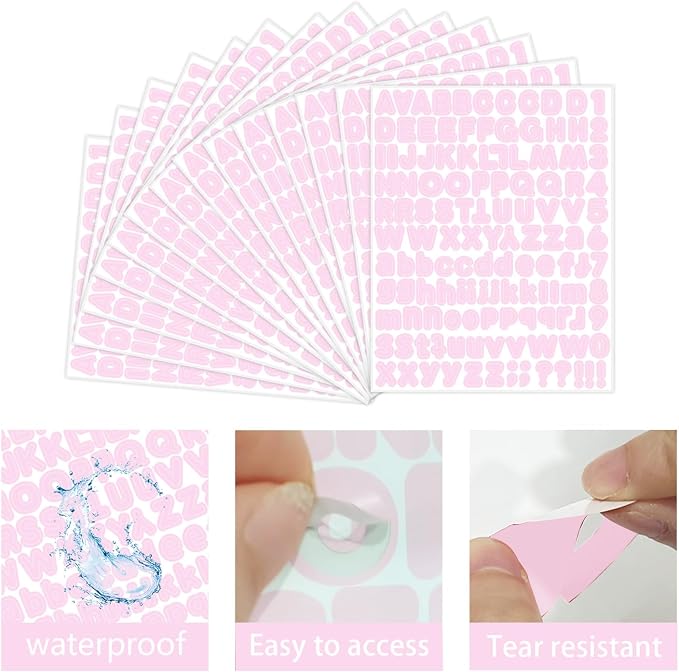 Starboling Pink Alphabet Stickers, 1/2 inch, 10 Sheets, Self-Adhesive Vinyl - Image 3