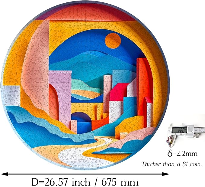 Bgraamiens 3D Visual Sunrise in The Distance 1000 Pieces Round Puzzle - Image 6