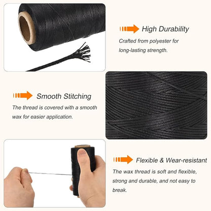 MECCANIXITY Waxed Thread, 284 Yard 0.8mm 150D Flat Wax Thread Polyester Waxed - Image 3