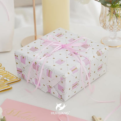 HUIHUANG Solid Color Satin Ribbon 1/8 inch x 100 Yards Roll Ribbon Light Pink - Image 4