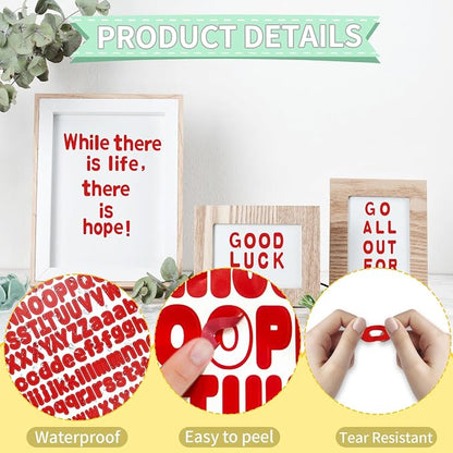 Alphabet Stickers 1'' 12 Red Letter Stickers, Self Adhesive Vinyl Mailbox - Image 3