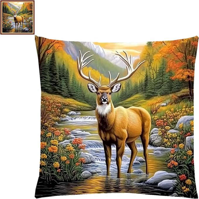 Stamped Cross Stitch Kits for Adults Beginners Pillow Needlepoint Kit by Fanxvivy