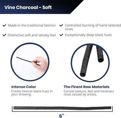 Pacific Arc Artist Vine Charcoal, Artist Vine Charcoal Sticks, Extra Soft and - Image 4