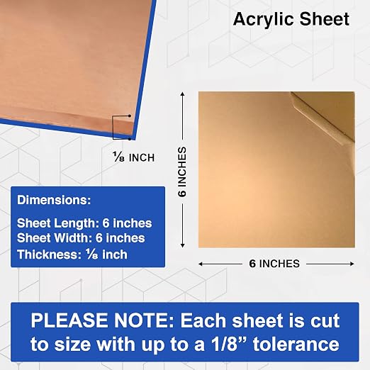 Duco USA-Made Clear Cast Acrylic Sheet 1/8 Inch Thick 6" x 6" - Image 2