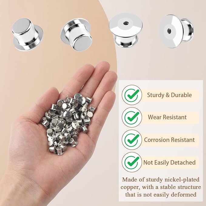 70 PCS Locking Pin Backs, Metal Pin Locks Locking Pin Keeper Clasp - Image 3