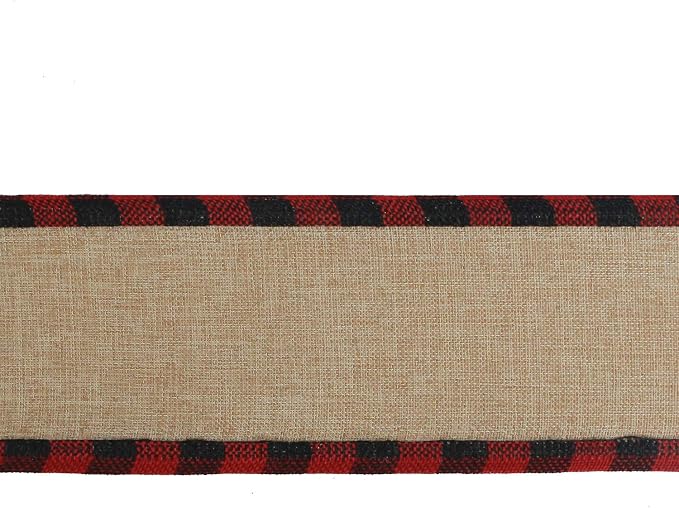 MEEDEE Burlap Christmas Ribbon Wired Burlap Ribbon 2.5 Inch 10 Yards Fall - Image 2