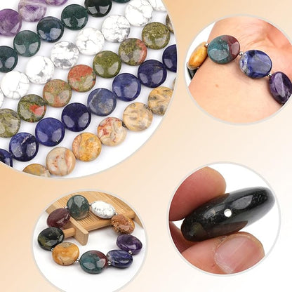 GEM-Inside Lace Agate Gemstone Loose Beads Natural 20mm Coin Crzay Crystal - Image 5