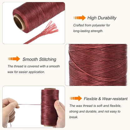 MECCANIXITY Waxed Thread, 197 Yard 1mm 210D Flat Wax Thread Polyester Waxed - Image 3