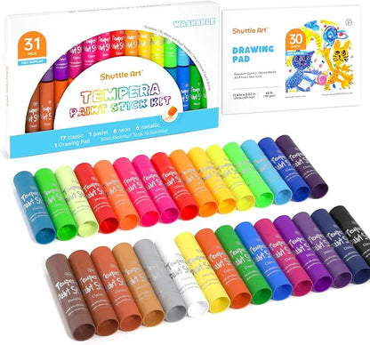 Tempera Paint Sticks, 30 Colors Solid Tempera Paint by ShuttleArt
