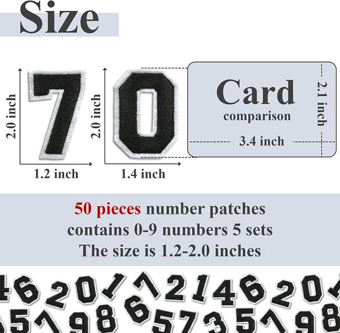 Number Iron On Patches, Numbers 0-9 Embroidery Applique Patch, DIY Decorative - Image 2