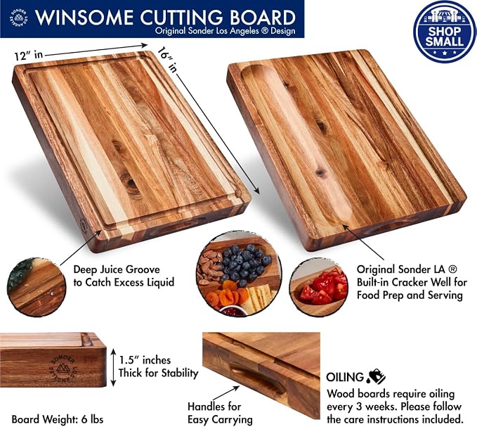 Sonder Los Angeles, Thick Sustainable Acacia Wood Cutting Board - Image 2
