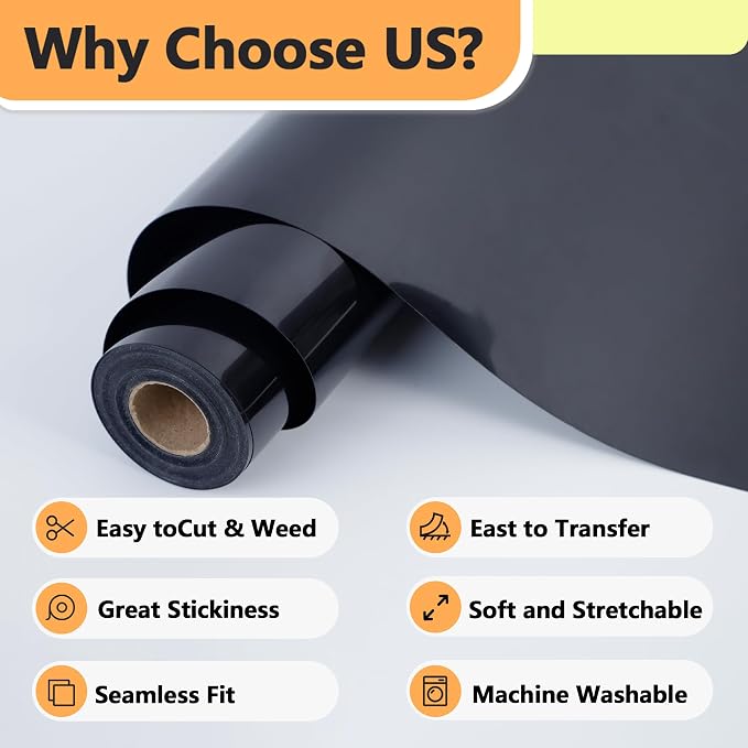 RENLITONG Matte Black Iron on Vinyl Roll - Image 3