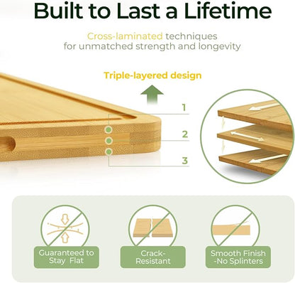 Chopping Board 2-Pcs Natural Bamboo Cutting Board - Image 2