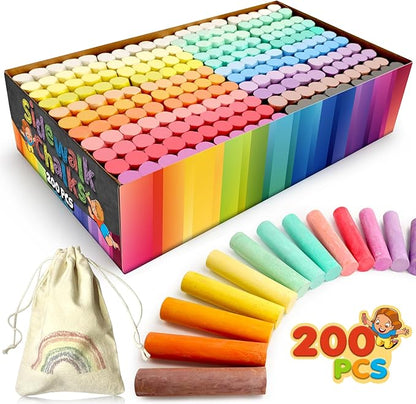 200PCS Washable Sidewalk Chalks Set in 20 Colors: Jumbo Drawing Chalk by SMALLFISH