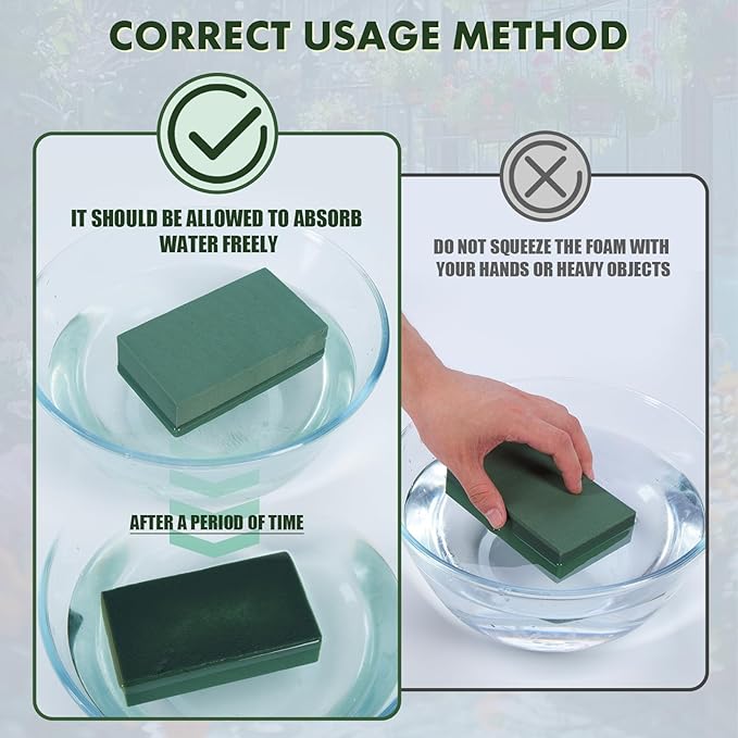 30 Pcs Floral Foam Blocks, 5.5"L x 3.1"W x 1.7"H Green Dry & Wet Flower Foam - Image 6