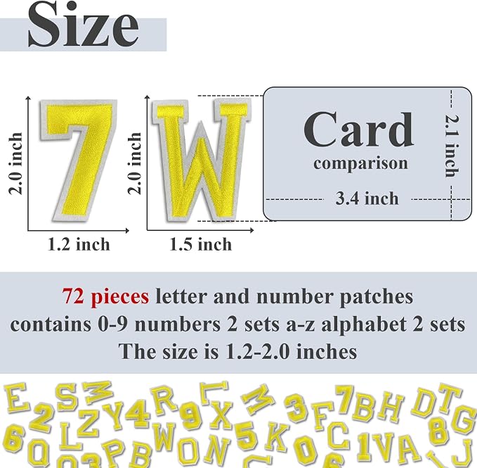 Letter and Number Iron On Patches, A-Z Alphabet and Numbers 0-9 Embroidery - Image 2