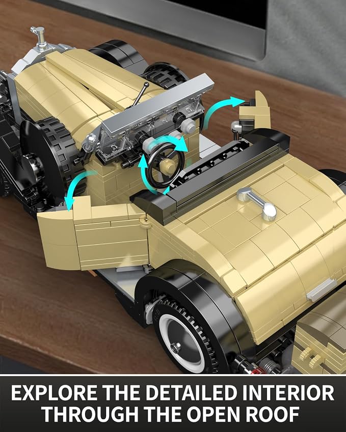 Mould King 10115 Classic Vintage Car Building Kit, Retro Car Building Blocks - Image 3