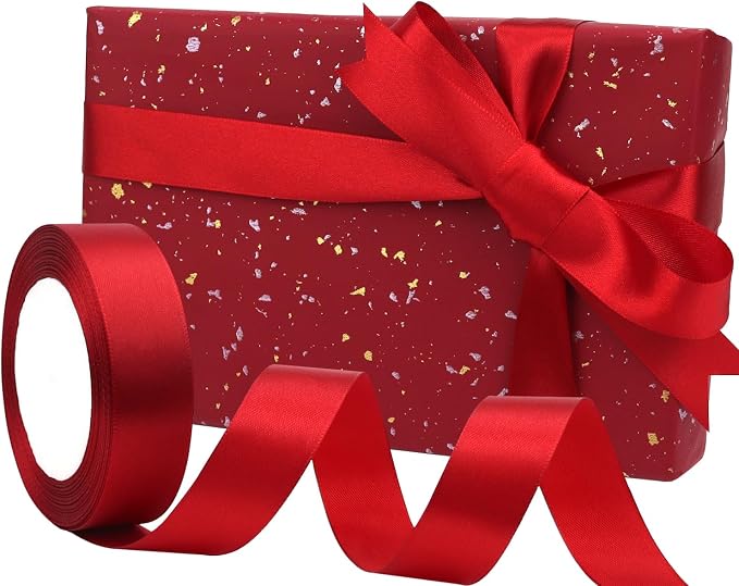 Deep red Solid Satin Ribbon 1 Inch 25 Yards Solid Polyester Fabric Ribbon - Image 5